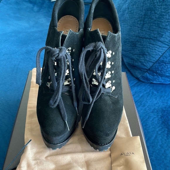 Alaïa Black Suede Ankle Booties Size 40.5 - Picture 6 of 9